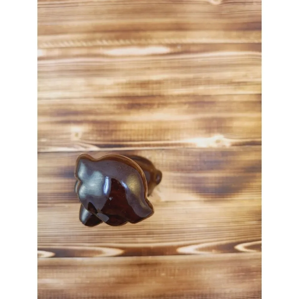 Vintage Dog Figurine Brown Glazed With Big Eyes 5